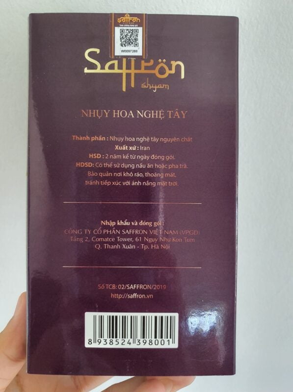 Cách check mã vạch saffron chính hãng, ở bên dưới hộp sản phẩm