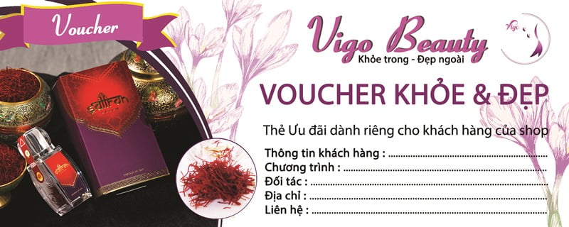 Voucher khỏe và đẹp của Vigo Beauty khi khách mua sản phẩm tại shop