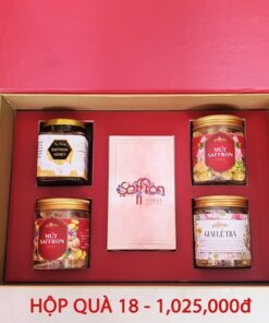 Set quà tặng mật ong ngâm saffron và trà hoa