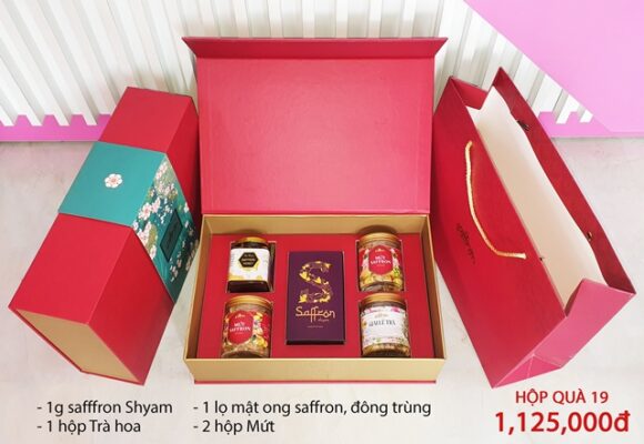 Quà tặng cao cấp saffron và mật ong ngâm saffron, đông trùng hạ thảo, trà hoa cho phụ nữ